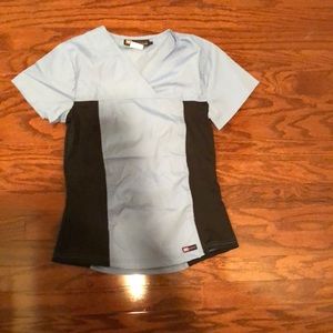 Blue and black scrubs